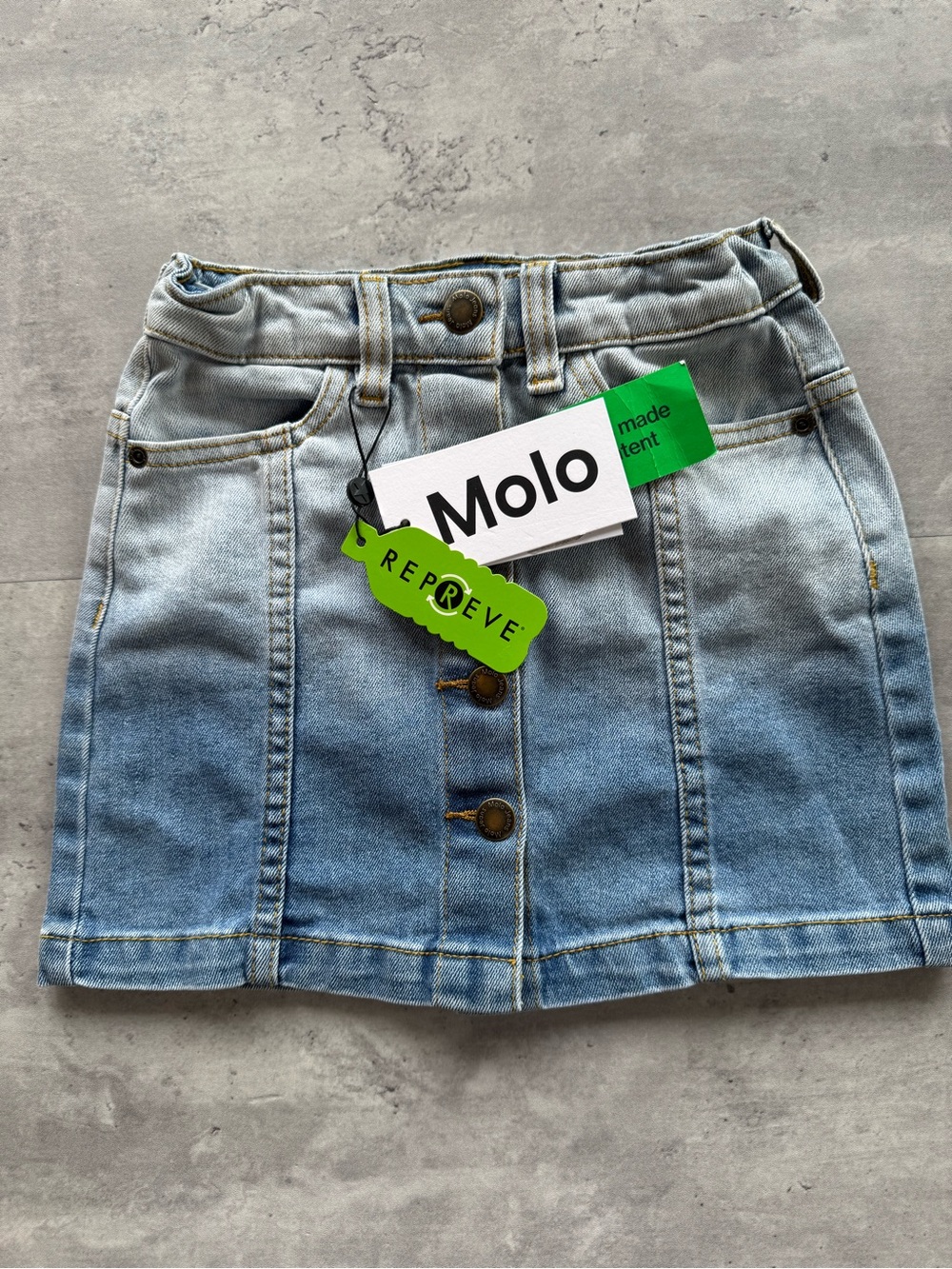NEW Molo Bera Ombré Denim Skirt, Size 6 Yrs, 110, Adjustable Waist